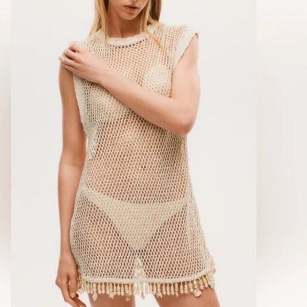NWT H&M Studio Mesh Knit Sequin Pearl Dress